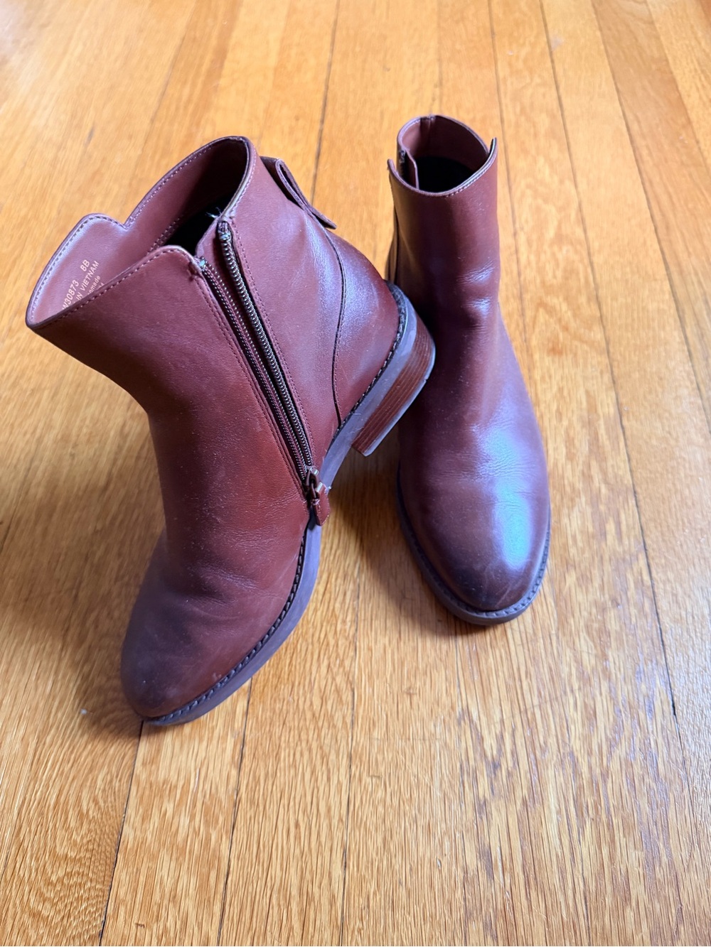 Cole Haan Women's Chestnut Brown Leather Chukka Zip Boots